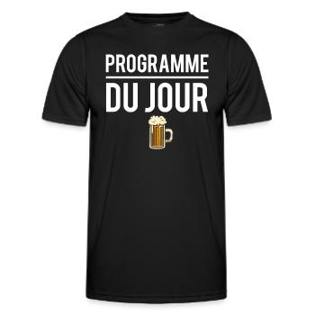 Programme du jour bière alcool apéro humour - T-shirt sport Homme - noir - Devant - AI Model Male 178 dark (178cm)