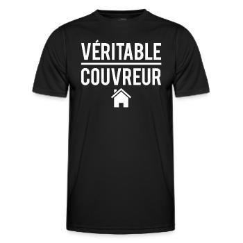 Véritable couvreur métier travaux toiture humour - T-shirt sport Homme - noir - Devant - AI Model Male 178 dark (178cm)