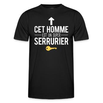 Cet homme est un super serrurier métier profession - T-shirt sport Homme - noir - Devant - AI Model Male 178 dark (178cm)