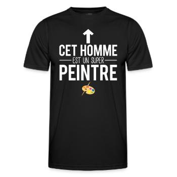 Cet homme est un super peintre amateur peinture - T-shirt sport Homme - noir - Devant - AI Model Male 178 dark (178cm)