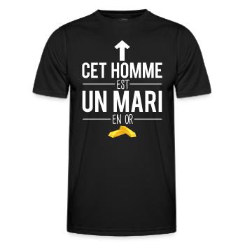 Cet homme est un mari en or cadeau mari humour - T-shirt sport Homme - noir - Devant - AI Model Male 178 dark (178cm)