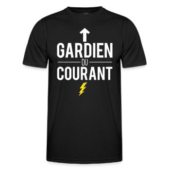 Gardien du courant électricité électricien humour - T-shirt sport Homme - noir - Devant - AI Model Male 178 dark (178cm)
