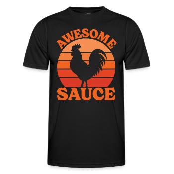 Rooster Joke Humor Cocktail Sauce - Men's Functional T-Shirt - black - Front - AI Model Male 178 dark (178cm)