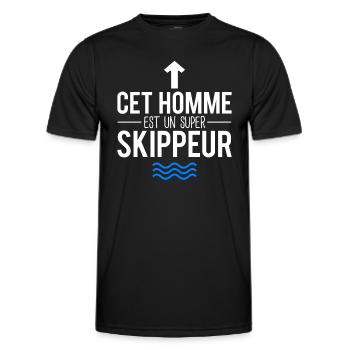 Cet homme est un super skipper capitaine bateau - T-shirt sport Homme - noir - Devant - AI Model Male 178 dark (178cm)