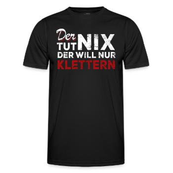 Der tut nix der will nur klettern - Spruch - Männer Funktions-T-Shirt - Schwarz - Vorne - AI Model Male 178 dark (178cm)
