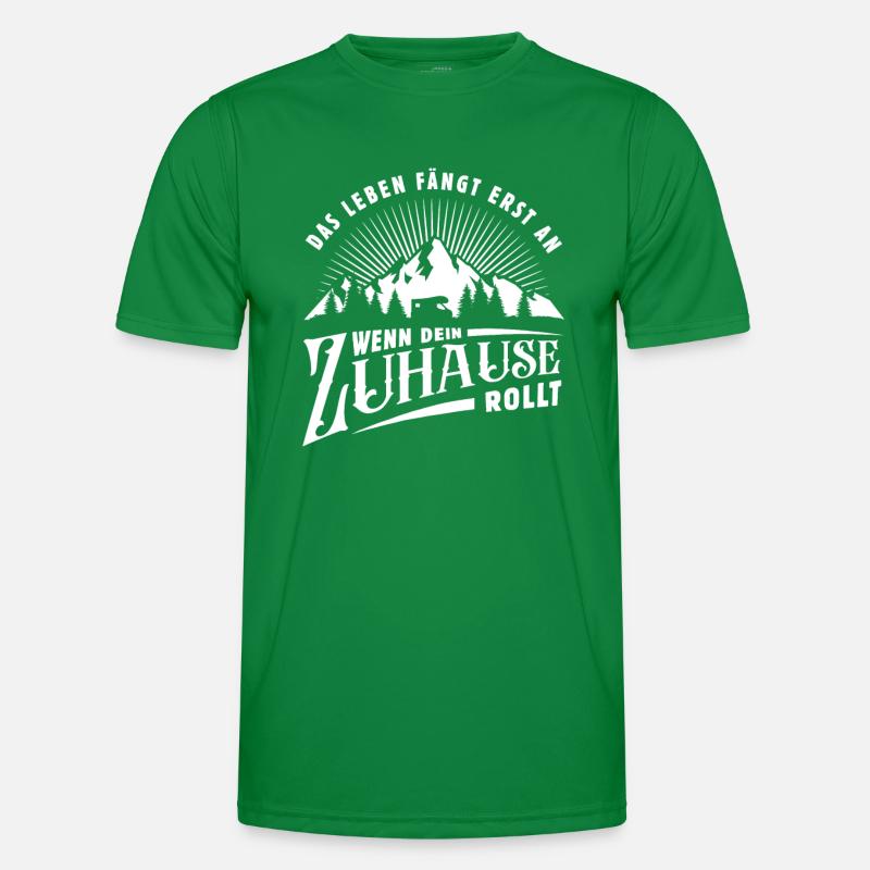 Das Leben fängt an - Wohnmobil - Camping - Spruch Männer Funktions-T-Shirt