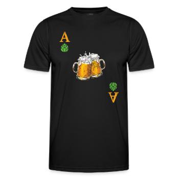 Hopfen ist Trumpf - Bier - As - Spielkarte - Männer Funktions-T-Shirt - Schwarz - Vorne - AI Model Male 178 dark (178cm)