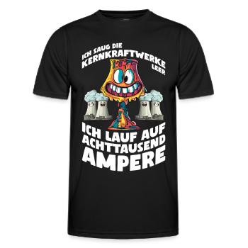 Ich saug die Kernkraftwerke leer ich lauf auf 8000 - Männer Funktions-T-Shirt - Schwarz - Vorne - AI Model Male 178 dark (178cm)