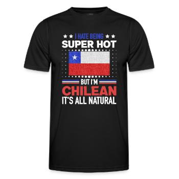 Super Hot Chilean All Natural Chilean Flag - Men's Functional T-Shirt - black - Front - AI Model Male 178 dark (178cm)