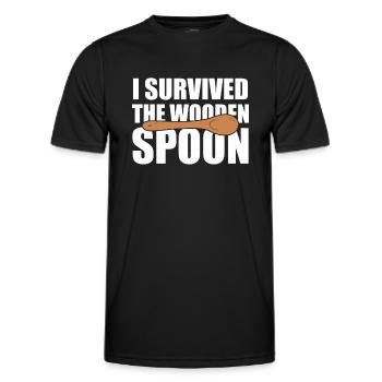 I Survived The Wooden Spoon Training - Men's Functional T-Shirt - black - Front - AI Model Male 178 dark (178cm)