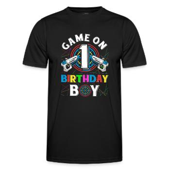 Jeu de Lasertag sur 1 Anniversaire Garçon Intérieur Laser Tag - T-shirt sport Homme - noir - Devant - AI Model Male 178 dark (178cm)