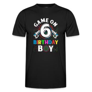 Jeu de Lasertag sur 6 Anniversaire Garçon Intérieur Laser Tag - T-shirt sport Homme - noir - Devant - AI Model Male 178 dark (178cm)