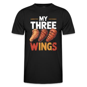 My Three Wings Hühnerflügel Gegrillt Frittiert - Männer Funktions-T-Shirt - Schwarz - Vorne - AI Model Male 178 dark (178cm)