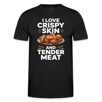 Ailes de poulet Lover Peau croustillante Viande tendre - T-shirt sport Homme - noir - Devant - AI Model Male 178 dark (178cm)