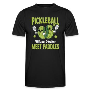 Pickleball : là où les cornichons rencontrent les pagaies - T-shirt sport Homme - noir - Devant - AI Model Male 178 dark (178cm)