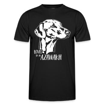 Loved by an Azawakh Hundespruch Windhund Wilsigns - Männer Funktions-T-Shirt - Schwarz - Vorne - AI Model Male 178 dark (178cm)