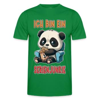 Serienjunkie Serienmarathon Panda Popcorn Couch - Männer Funktions-T-Shirt - Kelly Green - Vorne - AI Model Male 178 dark (178cm)