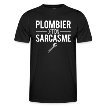 Plombier option sarcasme plomberie métier humour - T-shirt sport Homme - noir - Devant - AI Model Male 178 dark (178cm)
