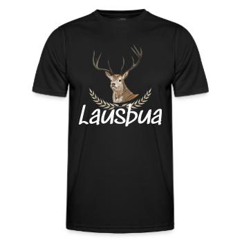 Lausbua Hirsch Lederhosen - Männer Funktions-T-Shirt - Schwarz - Vorne - AI Model Male 178 dark (178cm)