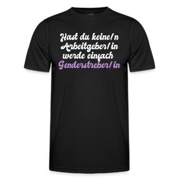 Kein Arbeitgeber - Genderstreber - Ironie - Spruch - Männer Funktions-T-Shirt - Schwarz - Vorne - AI Model Male 178 dark (178cm)