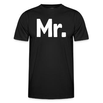 Mr. Matching Couple Engagement Wedding Honeymoon - Men's Functional T-Shirt - black - Front - AI Model Male 178 dark (178cm)
