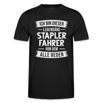 Staplerfahrer Lagerarbeiter Gabelstapler Lagerist - Männer Funktions-T-Shirt - Schwarz - Vorne - AI Model Male 178 dark (178cm)