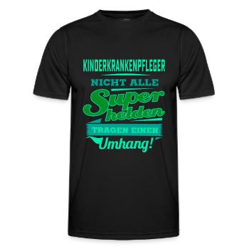 Superheld grünen Umhang - Kinderkrankenpfleger - - Männer Funktions-T-Shirt - Schwarz - Vorne - AI Model Male 178 dark (178cm)