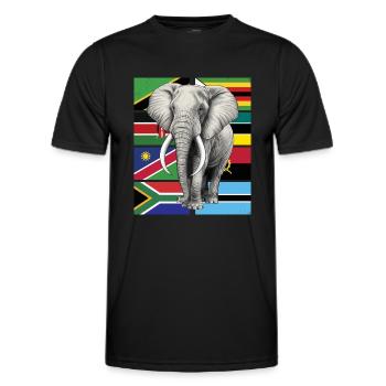 Drapeaux éléphants d’Afrique - T-shirt sport Homme - noir - Devant - AI Model Male 178 dark (178cm)