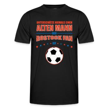 Alter Mann - Rostock Fußball Fan | Retro Vintage - Männer Funktions-T-Shirt - Schwarz - Vorne - AI Model Male 178 dark (178cm)