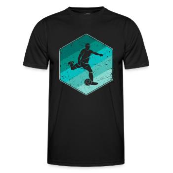 Fußballer Retro Fußball Spieler Fußballspieler - Männer Funktions-T-Shirt - Schwarz - Vorne - AI Model Male 178 dark (178cm)