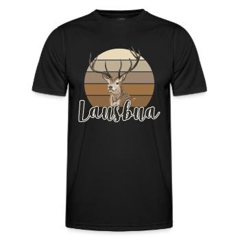 Lausbua Hirsch Lederhosen - Männer Funktions-T-Shirt - Schwarz - Vorne - AI Model Male 178 dark (178cm)