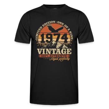 Vintage 1974 Vintage fødselsdagsgave Retro - Funktionsshirt til herrer - sort - Foran - AI Model Male 178 dark (178cm)