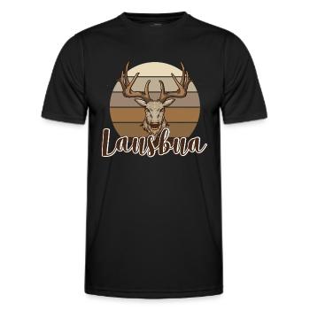 Lausbua Hirsch Lederhosen - Männer Funktions-T-Shirt - Schwarz - Vorne - AI Model Male 178 dark (178cm)