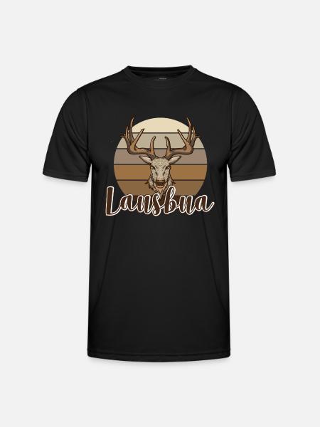 Lausbua Hirsch Lederhosen - Männer Funktions-T-Shirt - Schwarz