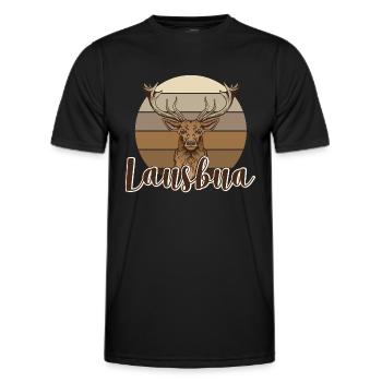 Lausbua Hirsch Lederhosen - Männer Funktions-T-Shirt - Schwarz - Vorne - AI Model Male 178 dark (178cm)