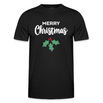 Merry Christmas Holly - Men's Functional T-Shirt - black - Front - AI Model Male 178 dark (178cm)