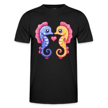 Seepferd Paar Liebe Valentinstag - Männer Funktions-T-Shirt - Schwarz - Vorne - AI Model Male 178 dark (178cm)