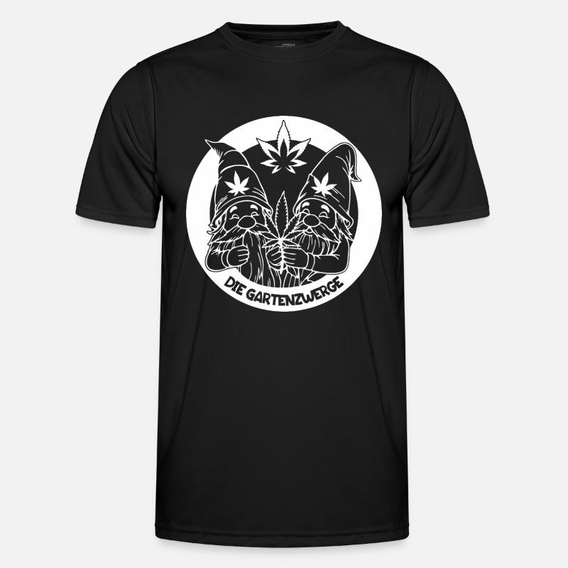 Kiffer Gartenzwerge mit Hanfblatt - Männer Funktions-T-Shirt - Schwarz