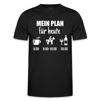 Mein Plan Reiten | Reiter Pferde Wein Spruch - Männer Funktions-T-Shirt - Schwarz - Vorne - AI Model Male 178 dark (178cm)