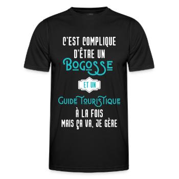 C'est compliqué d'être Bogosse Guide touristique - T-shirt sport Homme - noir - Devant - AI Model Male 178 dark (178cm)