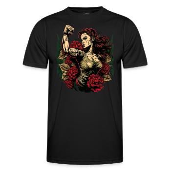 Strong Woman Mother Roses Mother's Day Gift - Men's Functional T-Shirt - black - Front - AI Model Male 178 dark (178cm)
