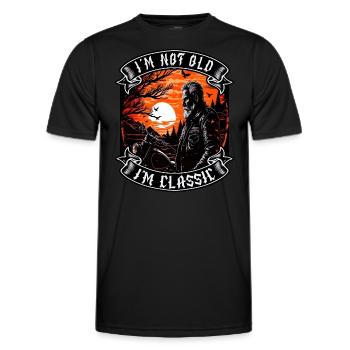 Je ne suis pas vieux je suis motard moto classique - T-shirt sport Homme - noir - Devant - AI Model Male 178 dark (178cm)