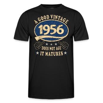 67ème anniversaire 1956 '67 Bon Millésime - T-shirt sport Homme - noir - Devant - AI Model Male 178 dark (178cm)