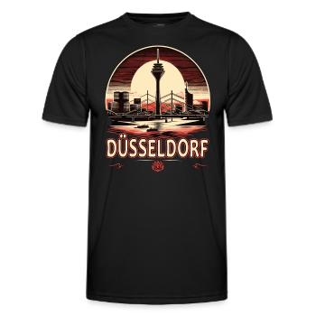 Dusseldorf Skyline Heart Love Home - Men's Functional T-Shirt - black - Front - AI Model Male 178 dark (178cm)