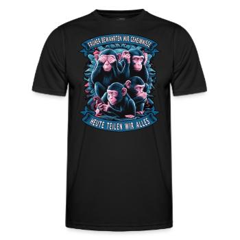 funny way monkey saying cell phone social media - Men's Functional T-Shirt - black - Front - AI Model Male 178 dark (178cm)