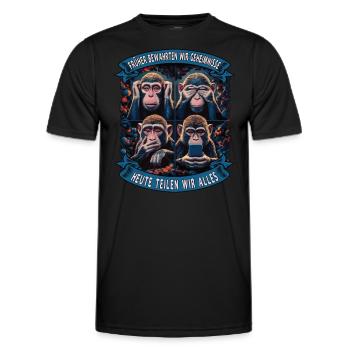 funny way monkey saying cell phone social media - Men's Functional T-Shirt - black - Front - AI Model Male 178 dark (178cm)