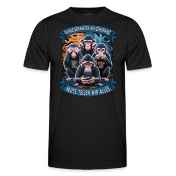 funny way monkey saying cell phone social media - Men's Functional T-Shirt - black - Front - AI Model Male 178 dark (178cm)