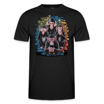 Wise Monkey With Mobile Phone Funny Multi Media Design - Men's Functional T-Shirt - black - Front - AI Model Male 178 dark (178cm)