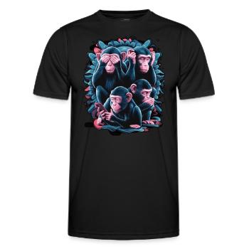 Wise Monkey With Mobile Phone Funny Multi Media Design - Men's Functional T-Shirt - black - Front - AI Model Male 178 dark (178cm)