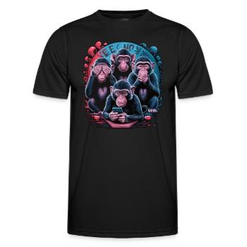 Wise Monkey With Mobile Phone Funny Multi Media Design - Men's Functional T-Shirt - black - Front - AI Model Male 178 dark (178cm)